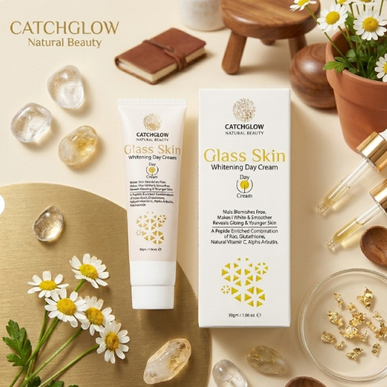 Catchglow Natural Beauty Glass Skin Whitening Day Cream 30g Radiant Glow Skincare