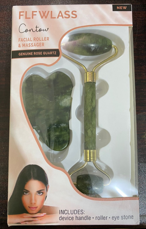 FLFWLASS Contour Facial Roller & Gua Sha Massager Set – Natural Jade Stone Beauty Kit for Face Lifting & Anti-Aging